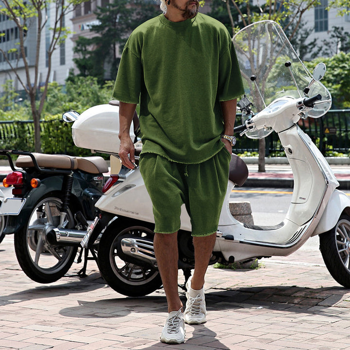 Herren lässiges Kurzarm-T-Shirt mit bequemen Sweatshorts Echoarchiv