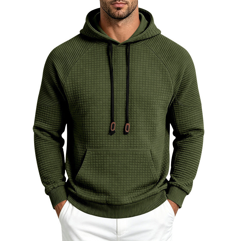 Herren Strukturierter Kapuzenpullover aus Waffeljersey mit Kängurutasche und Raglanärmeln Echoarchiv