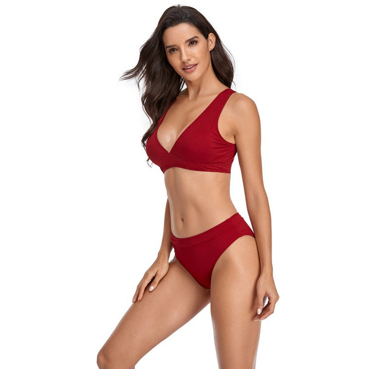Damen Bikini-Set mit sportlichem V-Ausschnitt und hohem Taillenslip Echo Archiv
