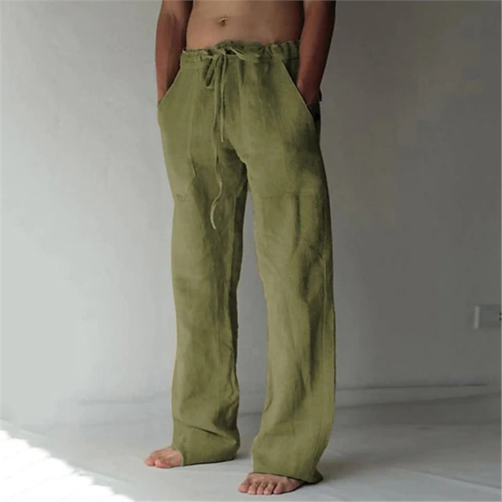 Herren lässige Leinenhose mit adjustablem Bund und seitlichen Taschen Echoarchiv
