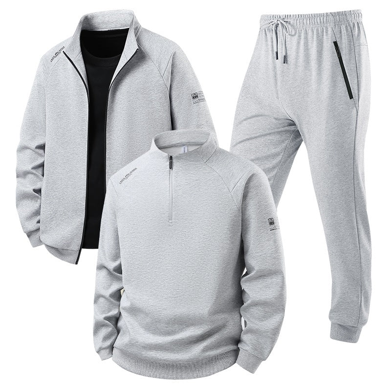 Herren Dreiteiliges Thermo-Trainingsset mit Halbzip-Pullover, Zip‑Jacke und Jogginghose Echoarchiv