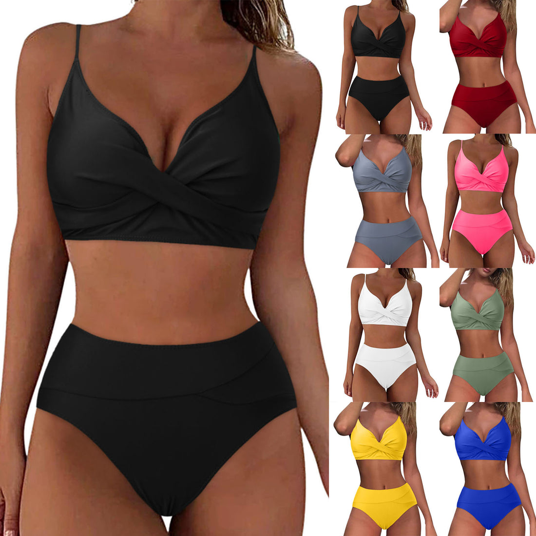 Damen Hochtailliertes Bikini-Set mit raffiniertem Twist-Oberteil – Maréssa