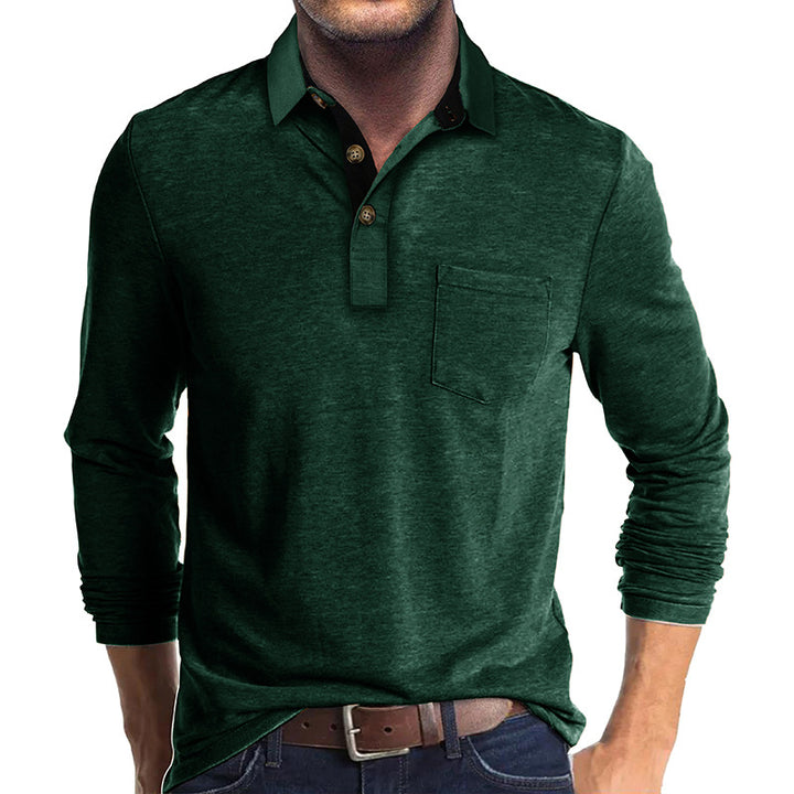 Herren Langarm-Polohemd mit klassischem Henley-Ausschnitt Echoarchiv