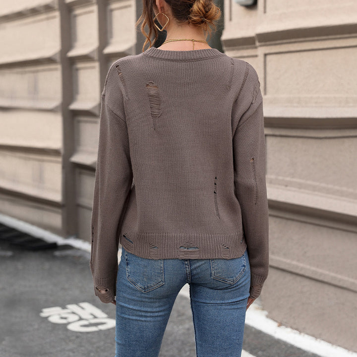 Damen Oversize-Feinstrickpullover mit dezenten Destroyed-Details Echoarchiv