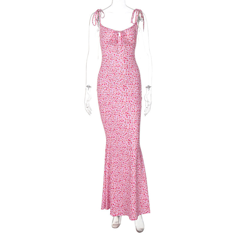 Damen Bodenlanges Kleid mit floralem Muster und verstellbaren Trägern Echo Archiv