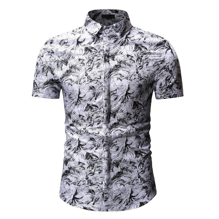 Herren Kurzarm-Hemd mit floralen Mustern und Knopfdetails Echoarchiv