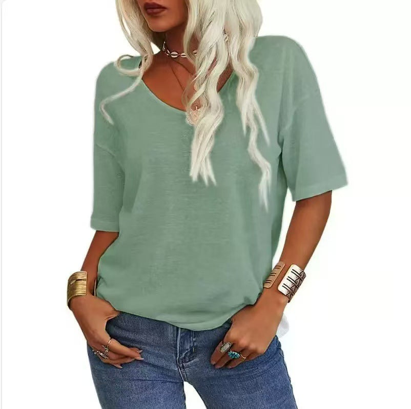 Damen lässiges Oversize-Shirt mit V-Ausschnitt und strukturiertem Muster Echo Archiv