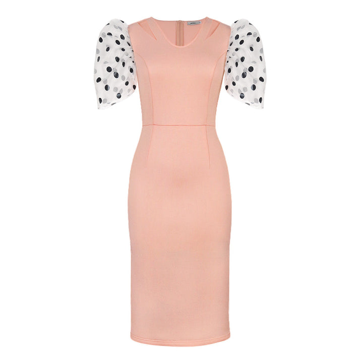 Damen Figurbetontes Kleid mit transparenten Puffärmeln Echo Archiv