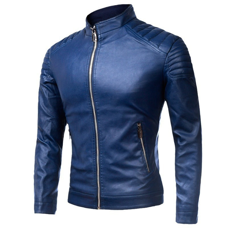 Herren Lederjacke Pilotenblouson mit gesteppter Schulterpartie und Stehkragen – Valtoré
