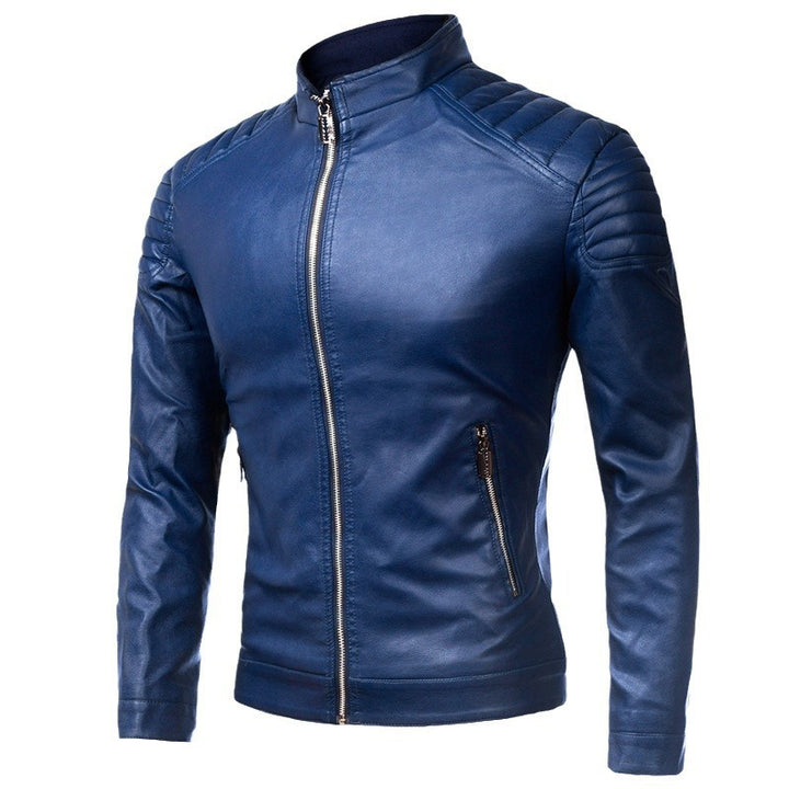 Herren Lederjacke Pilotenblouson mit gesteppter Schulterpartie und Stehkragen – Valtoré