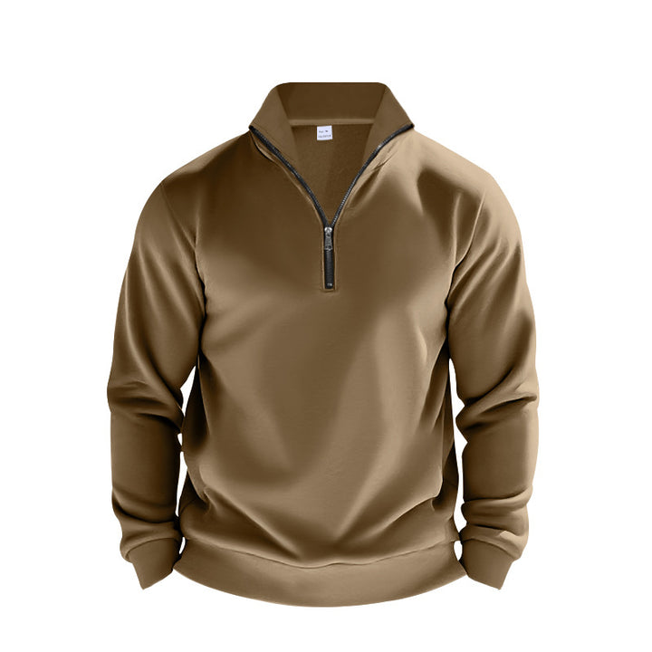 Herren Fleece-Pullover mit halbem Reißverschluss und elastischen Bündchen Echoarchiv