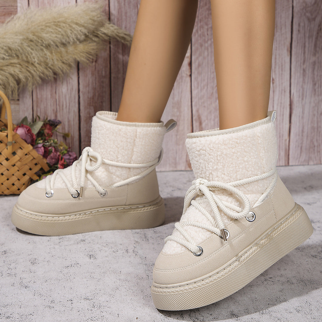 Damen Gefütterte Plateau-Schnürboots mit Teddyfutter und dicker Profilsohle – Lioré