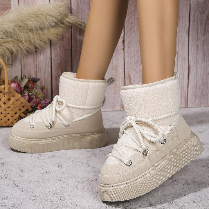 Damen Gefütterte Plateau-Schnürboots mit Teddyfutter und dicker Profilsohle – Lioré