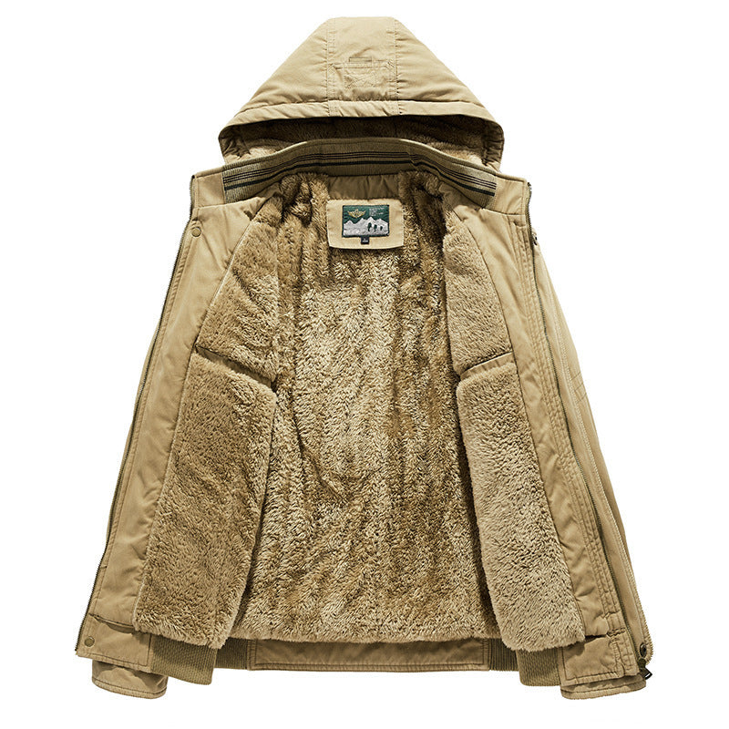Herren Kapuzen-Canvasjacke im Field-Stil mit Reißverschluss, Utility-Taschen und gesteppter Innenlage – Taviero
