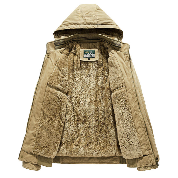 Herren Kapuzen-Canvasjacke im Field-Stil mit Reißverschluss, Utility-Taschen und gesteppter Innenlage – Taviero