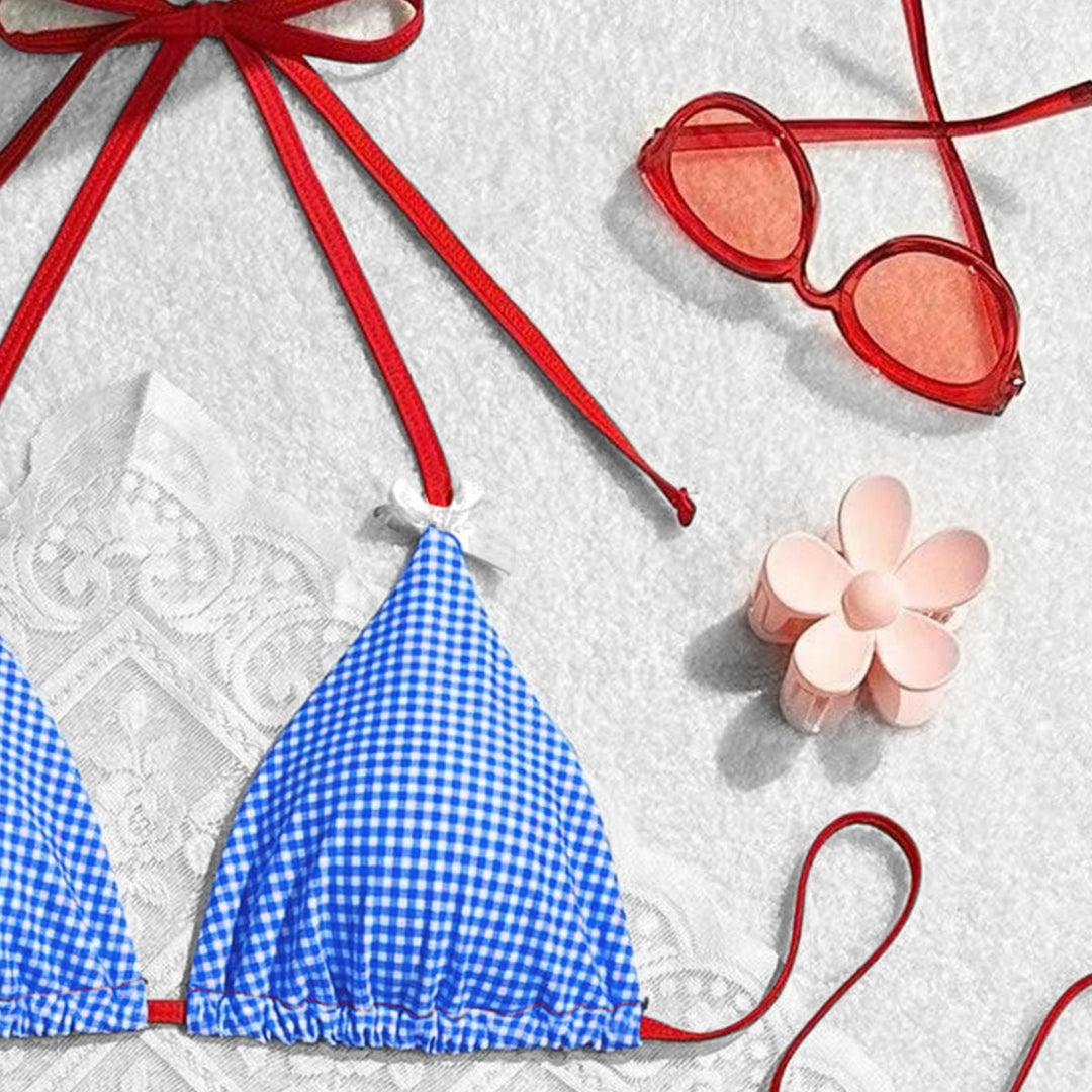 Damen Triangel-Bikini im karierter Schnitt Echo Archiv