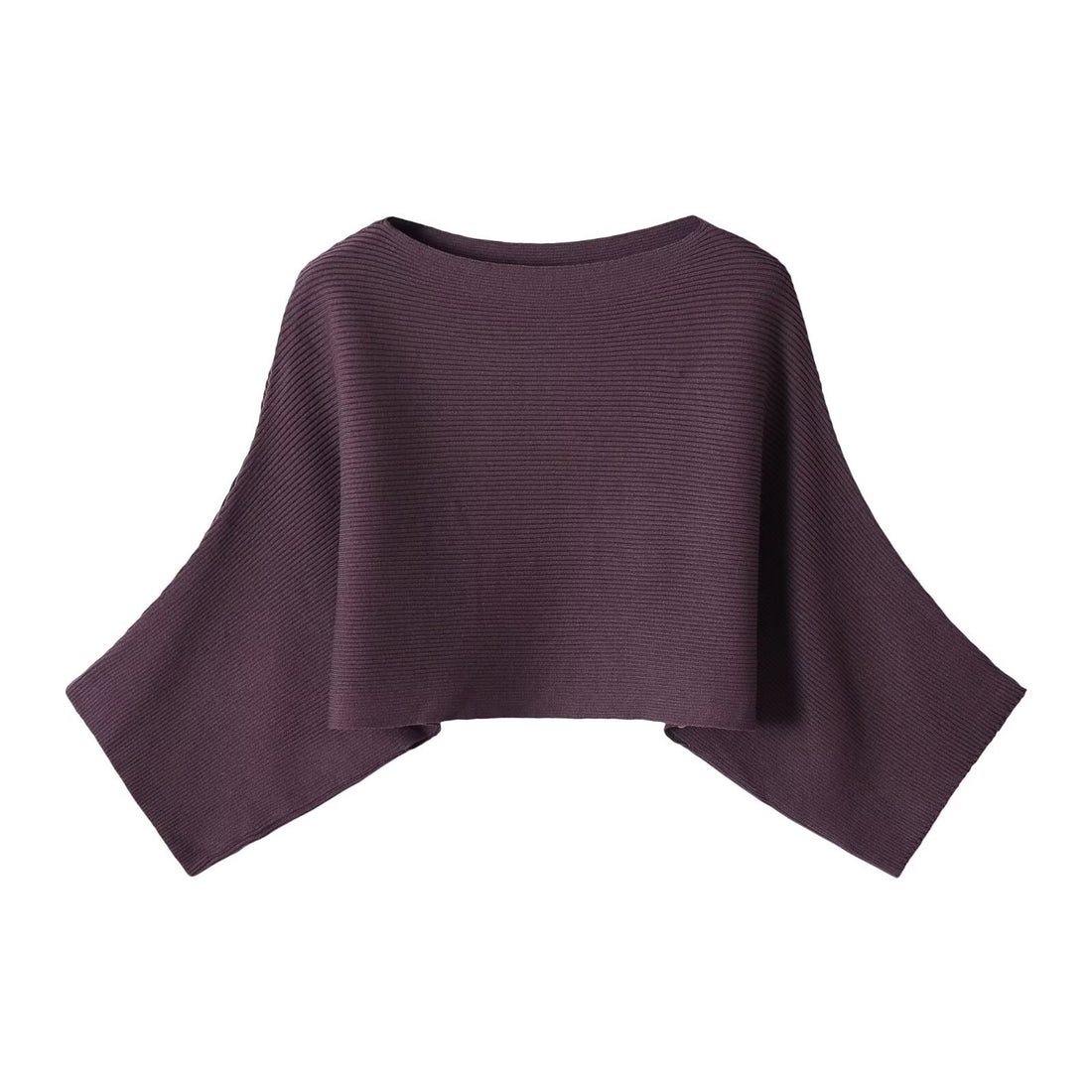 Damen Gerippter Kurz‑Poncho mit U‑Boot‑Ausschnitt und kastiger Silhouette Echo Archiv