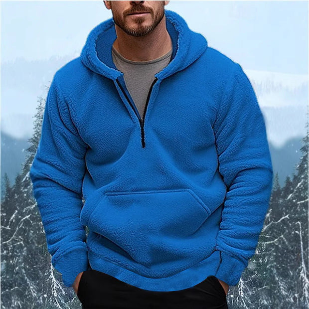 Herren Fleece-Hoodie mit tiefem Reißverschluss und praktischer Kängurutasche Echoarchiv