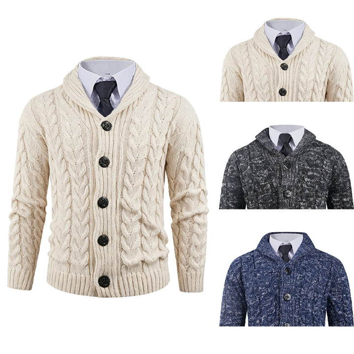 Herren Strickjacke mit Zopfmuster und schickem Schalkragen Echoarchiv