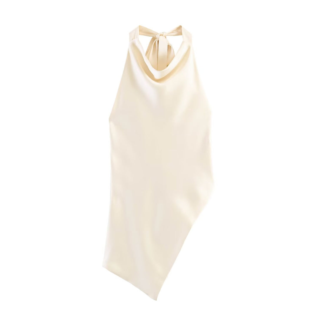 Damen elegantes Haltertop mit einzigartigem asymmetrischem Schnitt und dekorativem Knoten Echo Archiv