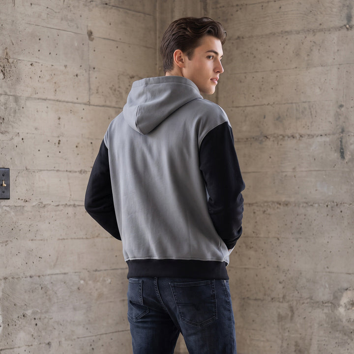 Herren Reißverschluss-Kapuzenjacke im Colorblock-Stil aus French-Terry mit Kängurutasche Echo Archiv