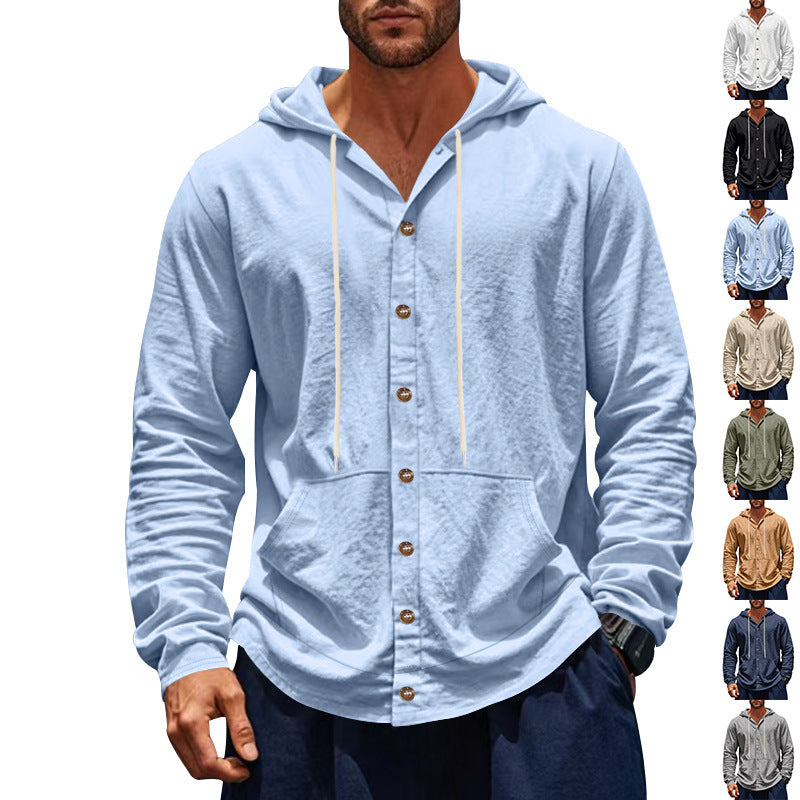 Herren lässiger Kapuzenpullover mit Druckknöpfen Echoarchiv