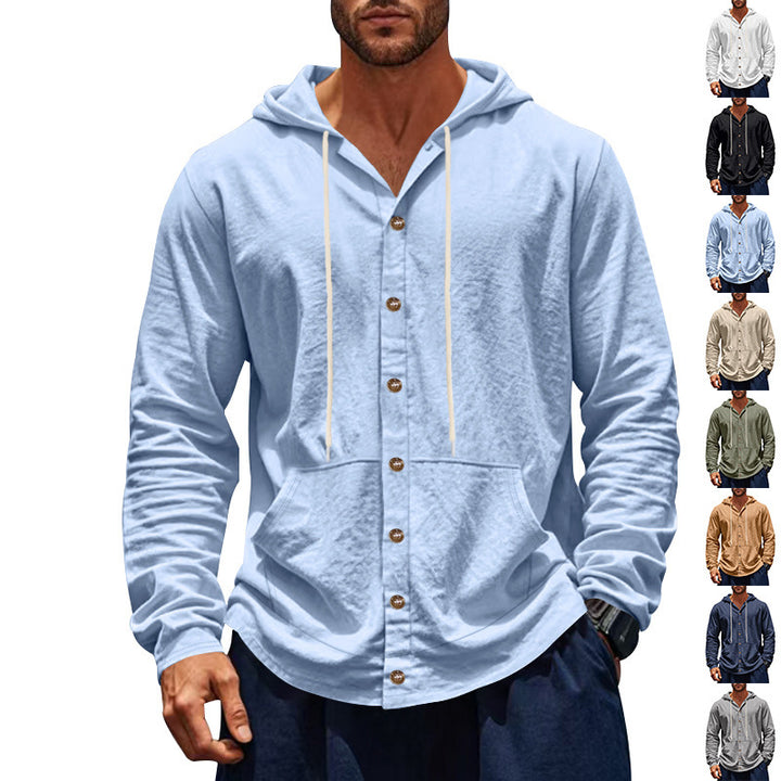 Herren lässiger Kapuzenpullover mit Druckknöpfen Echoarchiv