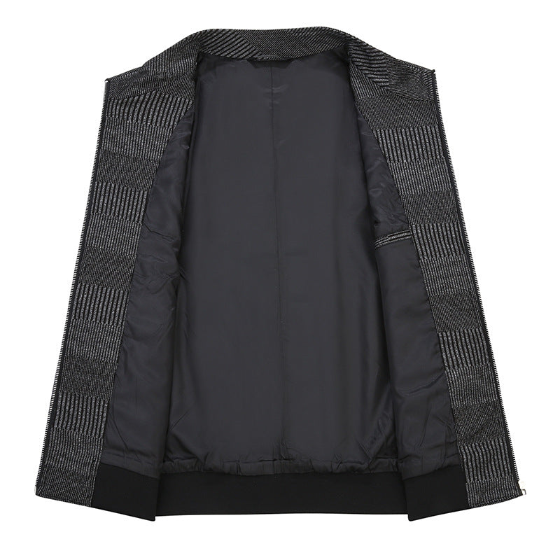 Herren Bomberjacke mit Jacquard-Streifenstruktur, Stehkragen und verdecktem Reißverschluss Echo Archiv