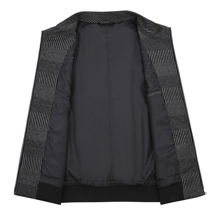 Herren Bomberjacke mit Jacquard-Streifenstruktur, Stehkragen und verdecktem Reißverschluss Echo Archiv