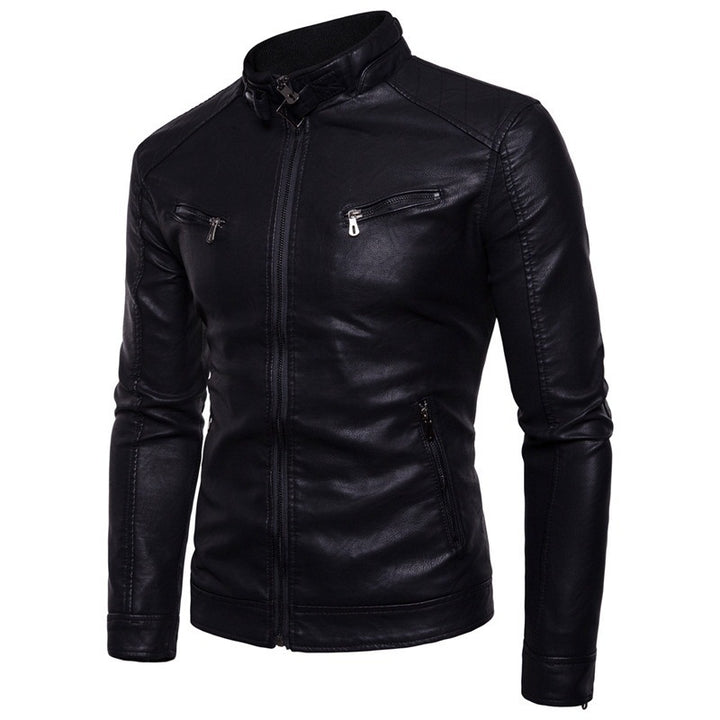 Herren elegante und bequeme Lederjacke mit asymmetrischem Reißverschluss Echoarchiv