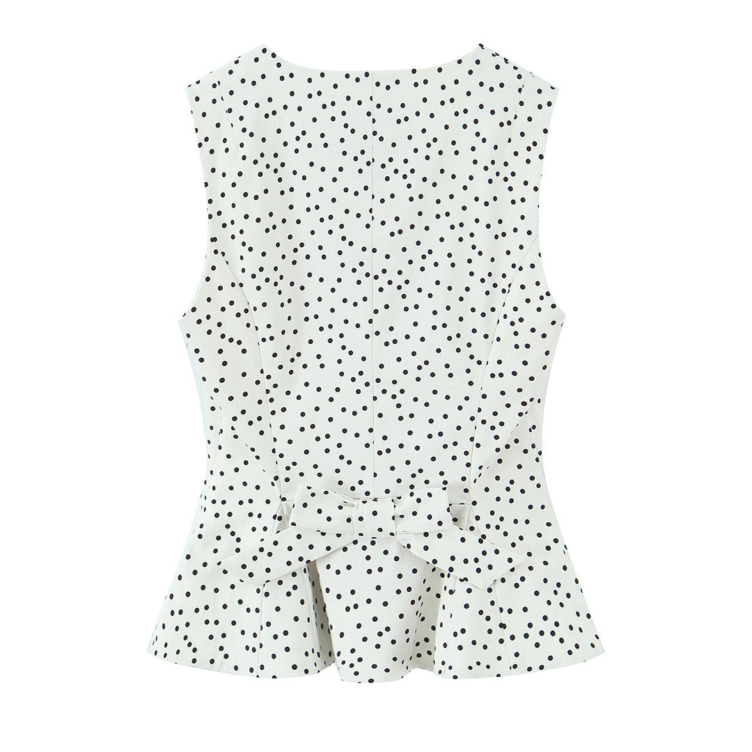Damen Polka-Dot Tailliertes Oberteil mit eleganter Knopfleiste Echo Archiv
