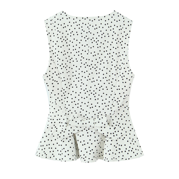 Damen Polka-Dot Tailliertes Oberteil mit eleganter Knopfleiste Echo Archiv