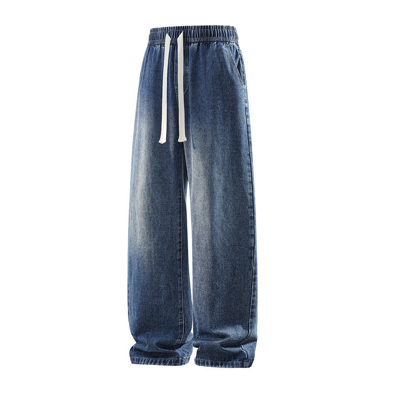 Herren Weite Denim-Freizeithose mit elastischem Bund, Tunnelzug & relaxed Baggy‑Silhouette Echoarchiv