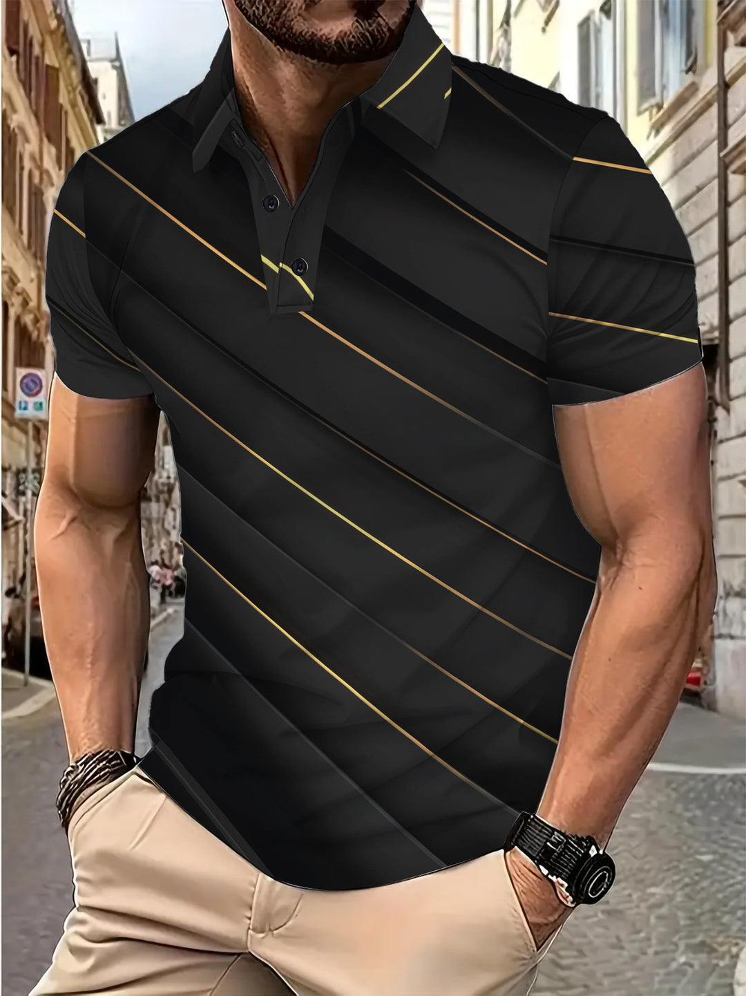 Herren Poloshirt mit innovativem Strukturdesign und modernen Akzenten Echoarchiv