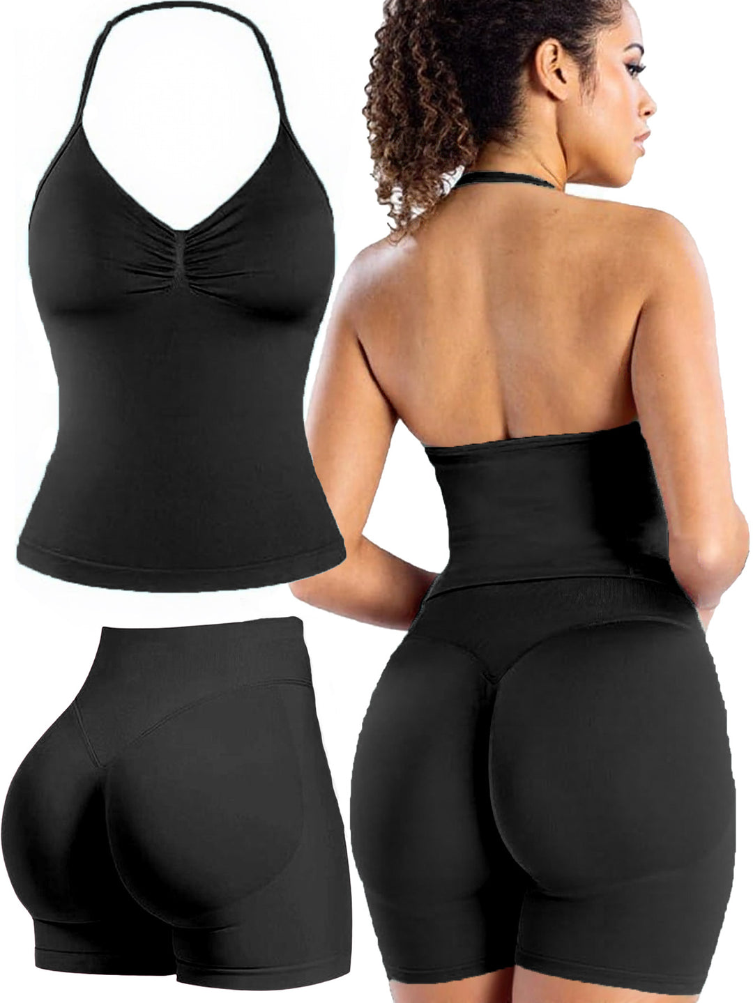 Damen Sportoberteil mit push-up Effekt und figurformenden Shorts Echo Archiv
