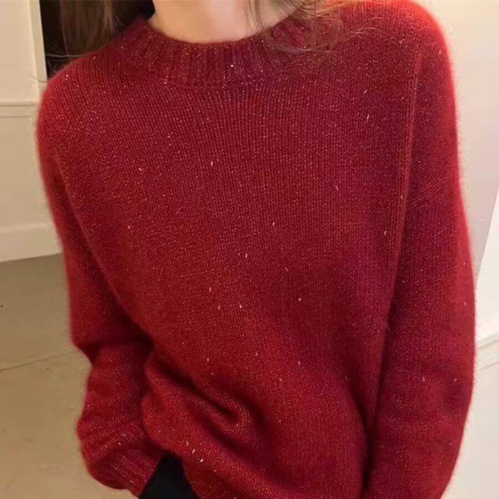 Damen Kuscheliger Oversize‑Pullover im Mohair‑Look mit Rundhalsausschnitt und dezentem Glitzereffekt Echoarchiv