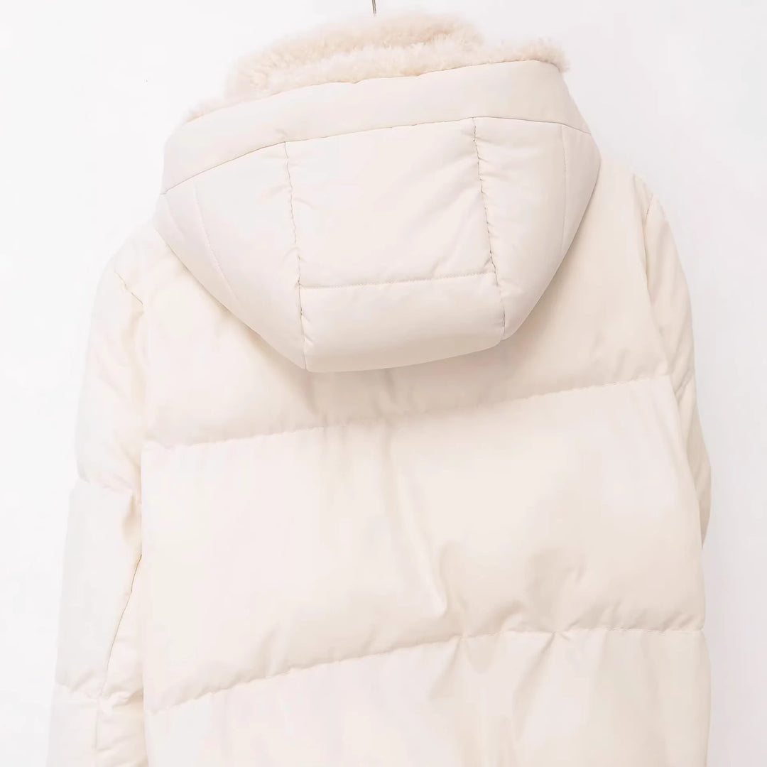 Damen nan gesteppte Kapuzen‑Daunenoptik Jacke mit Teddyfutter und hohem Kragen Echo Archiv