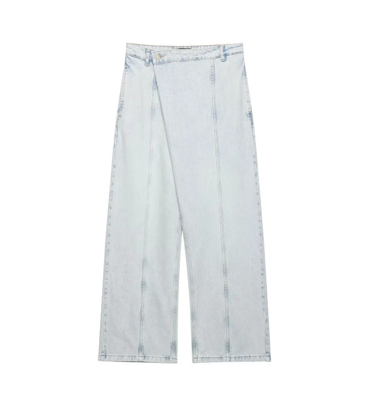 Damen Weite Jeans im lässigen Windbreaker-Stil mit ausgefallenen Nähten Echo Archiv