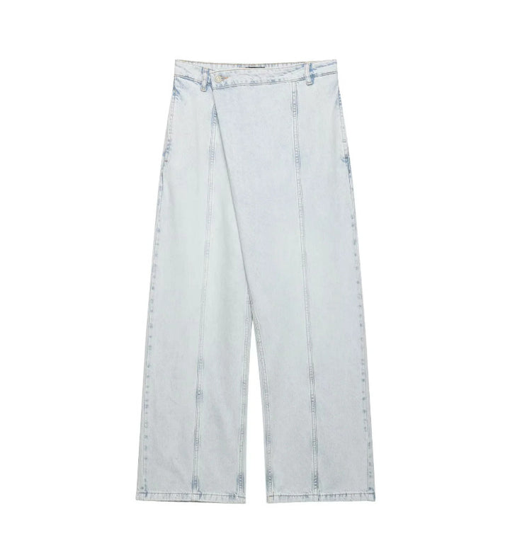 Damen Weite Jeans im lässigen Windbreaker-Stil mit ausgefallenen Nähten Echo Archiv