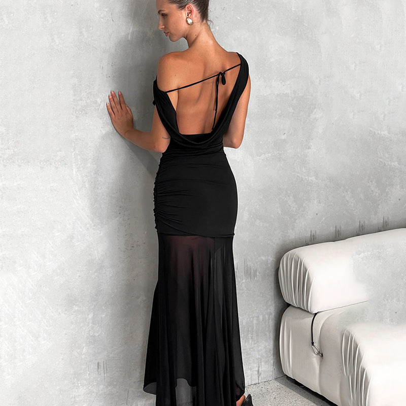 Damen Elegantes schulterfreies Maxikleid mit raffiniertem Rüschendesign Echo Archiv