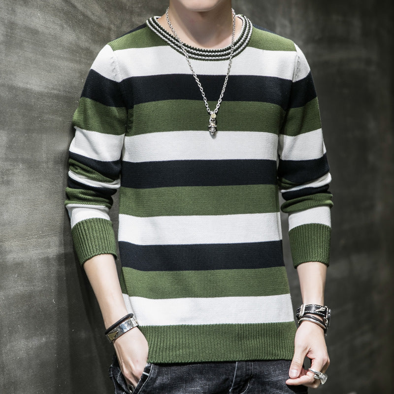 Herren gestreifter Pullover aus weichem Baumwollmix Echoarchiv