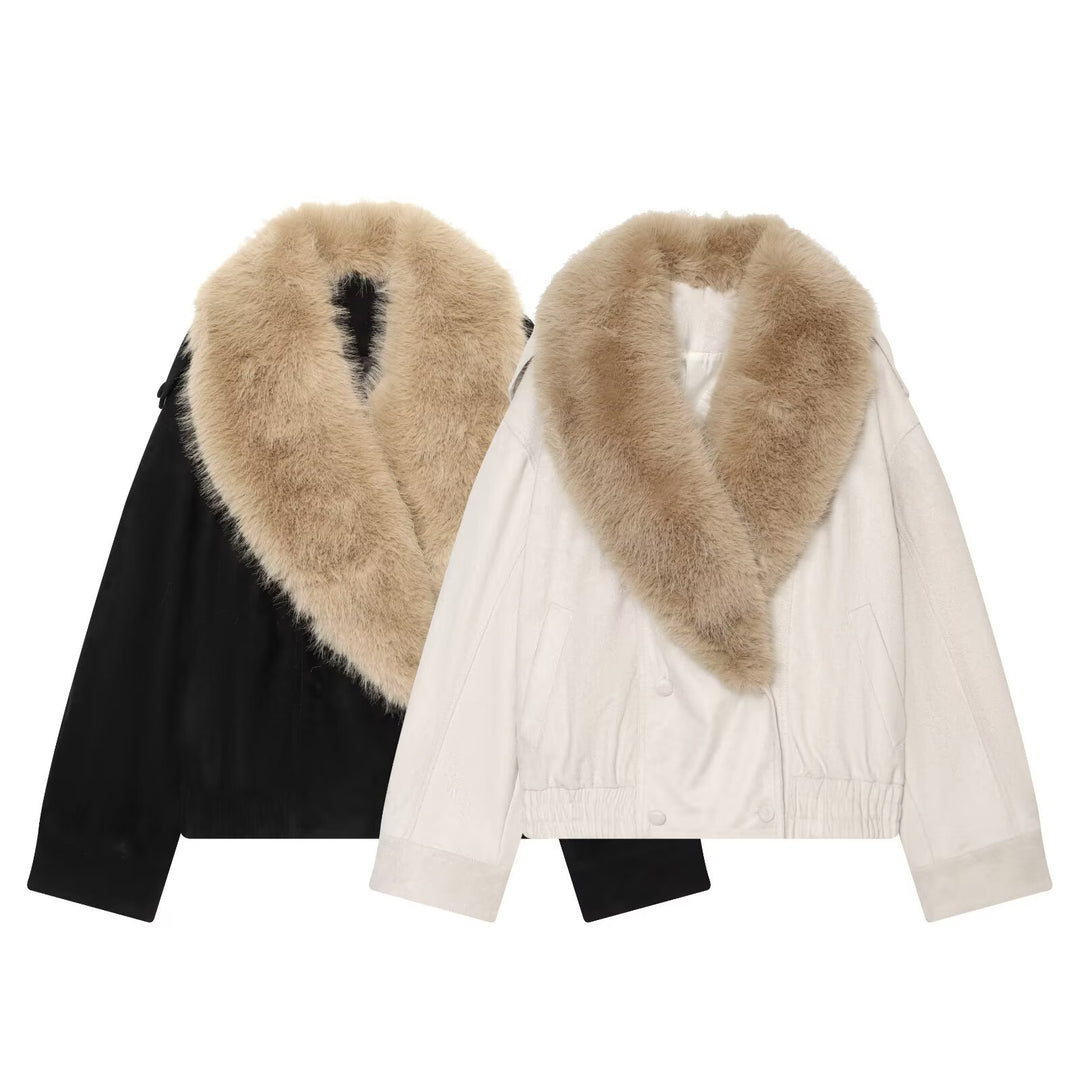 Damen Cropped Veloursjacke mit abnehmbarem XXL-Schalkragen Echo Archiv