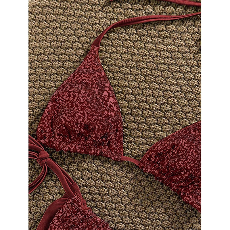 Damen Triangel-Bikini mit schimmerndem Design und verstellbaren Bindebändern Echo Archiv