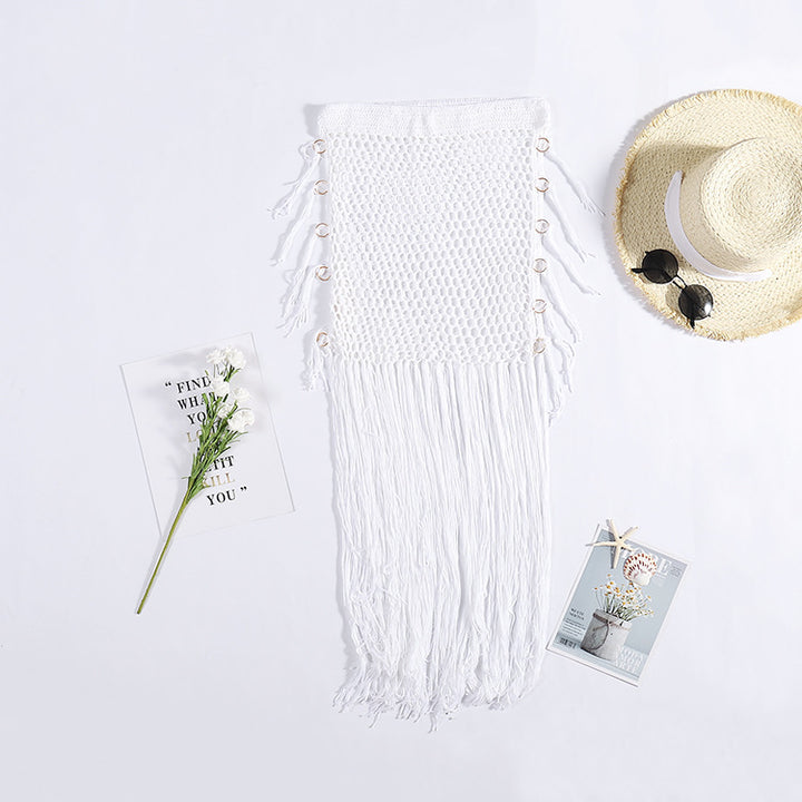 Damen Häkel-Strandponcho mit Fransen und dekorativen Muscheldetails Echo Archiv