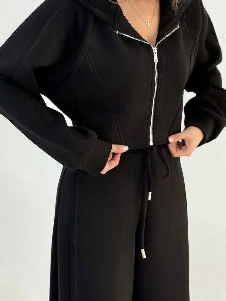 Damen nan weite Highwaist-Loungehose mit Tunnelzug, Eingrifftaschen und Ziernähten Echo Archiv