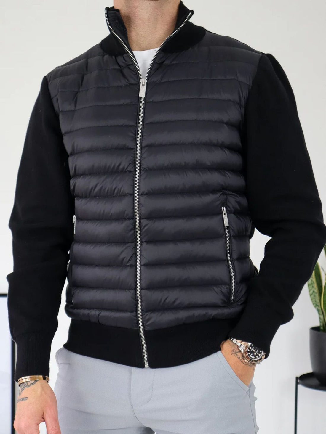 Herren Modische Steppjacke mit hohem Kragen – Taviero