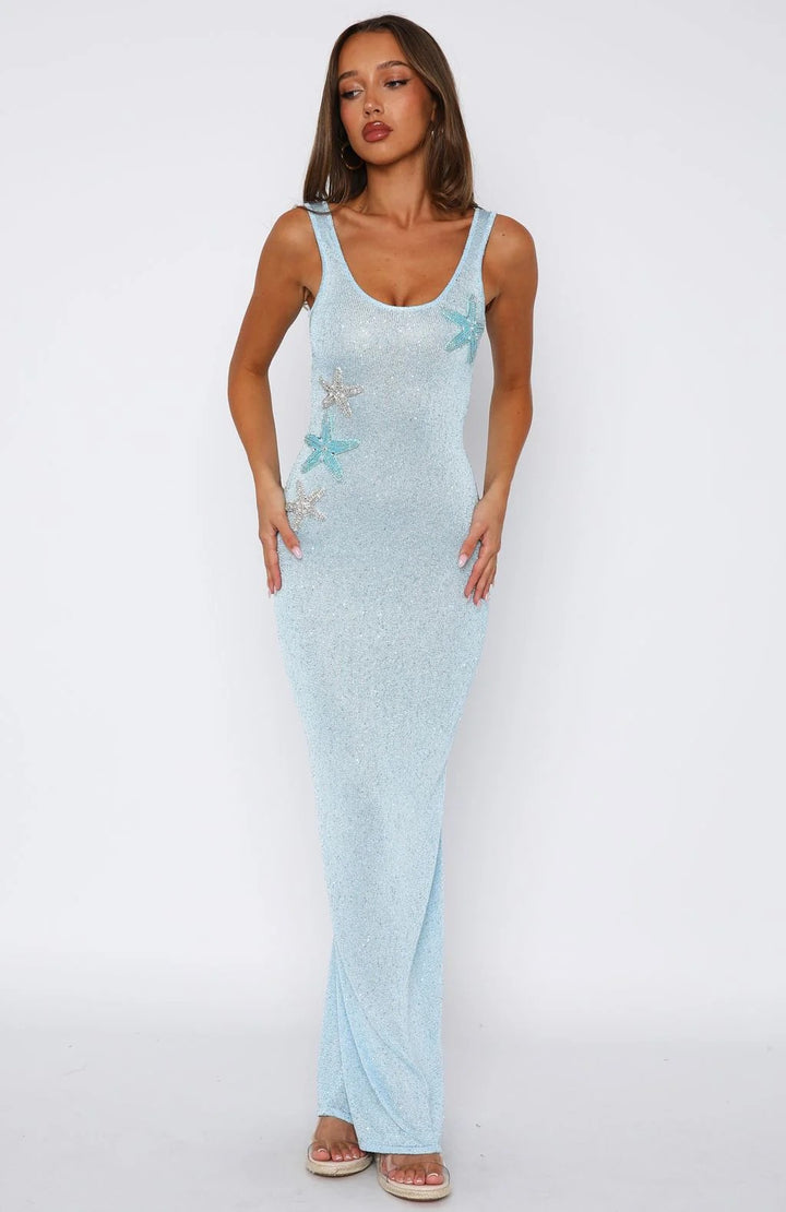 Damen Funkelndes Maxikleid mit Muschel-Applikationen Echo Archiv