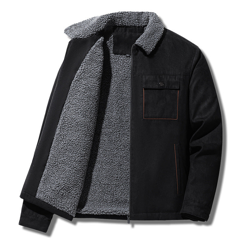 Herren gefütterte Sherpa-Canvas-Jacke mit Reißverschluss Echoarchiv