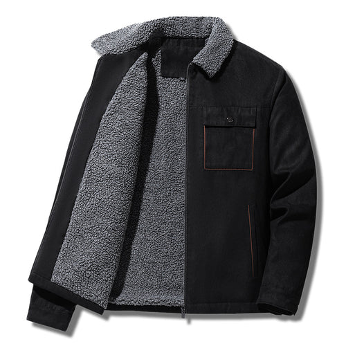 Herren gefütterte Sherpa-Canvas-Jacke mit Reißverschluss Echoarchiv