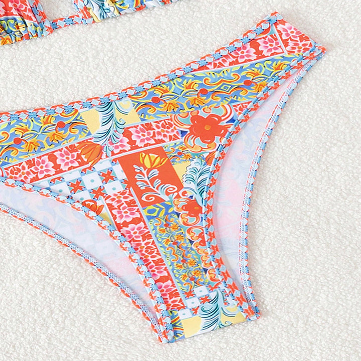 Damen Triangel-Bikini-Set mit eleganten Mustern und verstellbaren Trägern Echo Archiv